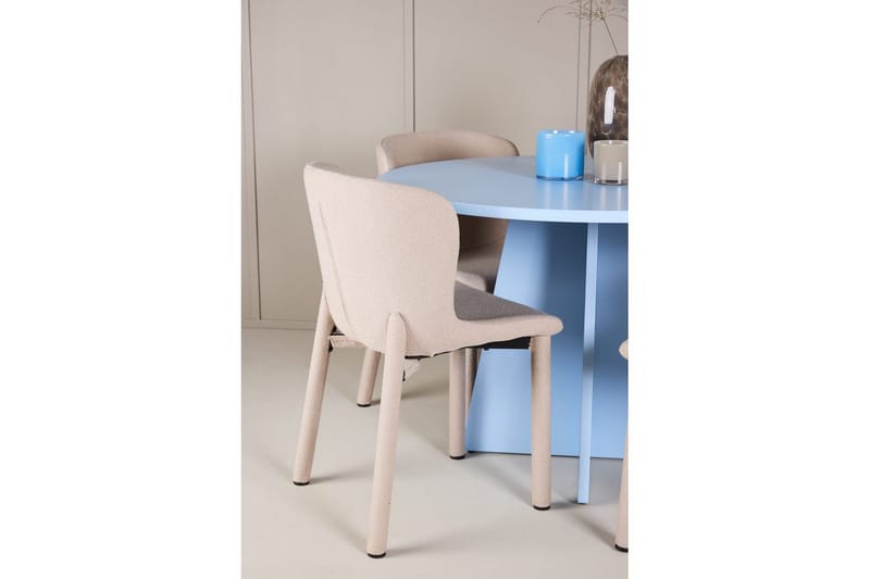Matgrupp Bootcut Runt 110 cm Babyblå med 4st Astoria Stolar Beige - Beige - Möbler - Bord & matgrupper - Matgrupper