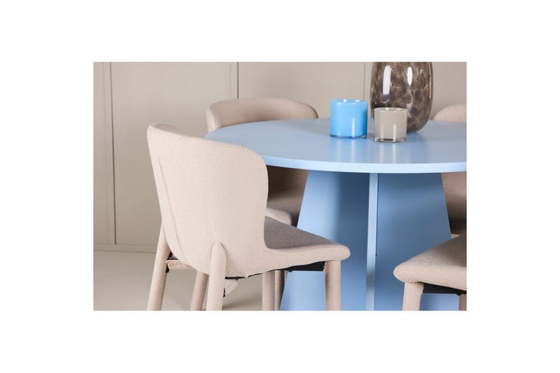 Matgrupp Bootcut Runt 110 cm Babyblå med 4st Astoria Stolar Beige - Beige - Möbler - Bord & matgrupper - Matgrupper