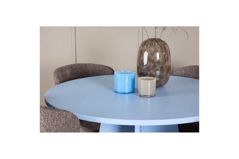Matgrupp Bootcut Runt 110 cm Babyblå med 4st Astoria Stolar Brun - Brun - Möbler - Bord & matgrupper - Matgrupper