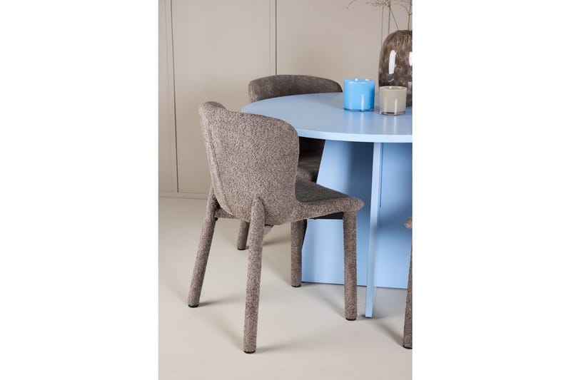 Matgrupp Bootcut Runt 110 cm Babyblå med 4st Astoria Stolar Brun - Brun - Möbler - Bord & matgrupper - Matgrupper