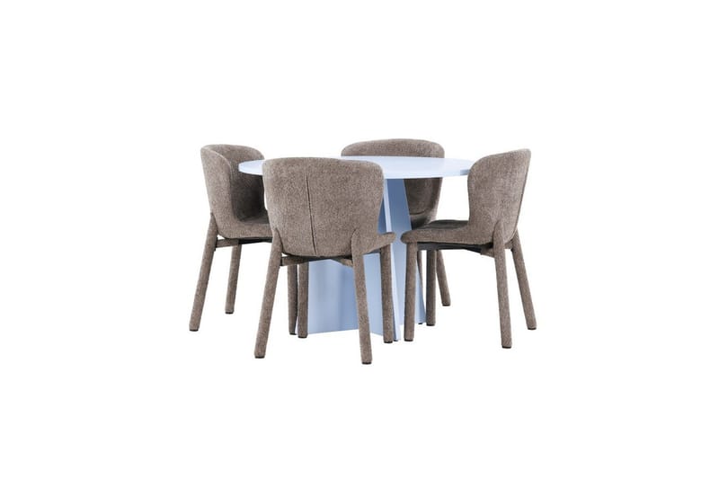 Matgrupp Bootcut Runt 110 cm Babyblå med 4st Astoria Stolar Brun - Brun - Möbler - Bord & matgrupper - Matgrupper