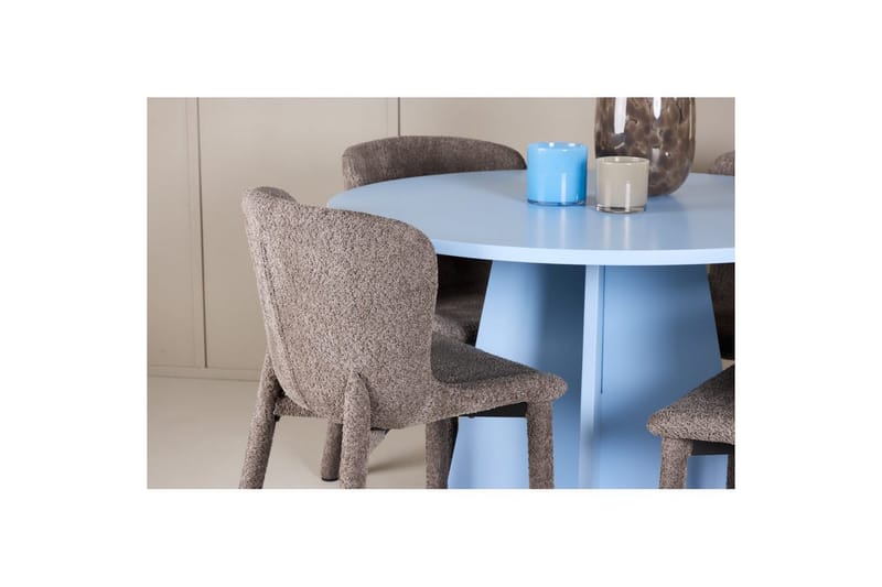 Matgrupp Bootcut Runt 110 cm Babyblå med 4st Astoria Stolar Brun - Brun - Möbler - Bord & matgrupper - Matgrupper
