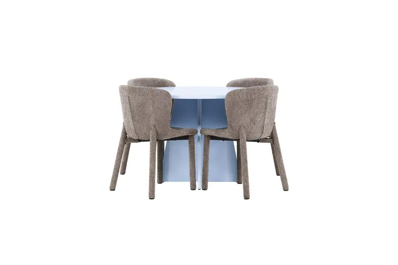 Matgrupp Bootcut Runt 110 cm Babyblå med 4st Astoria Stolar Brun, Brun