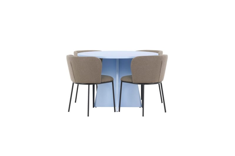 Matgrupp Bootcut Runt 110 cm Babyblå med 4st Edina Stolar Svart / Brun, Svart / Brun