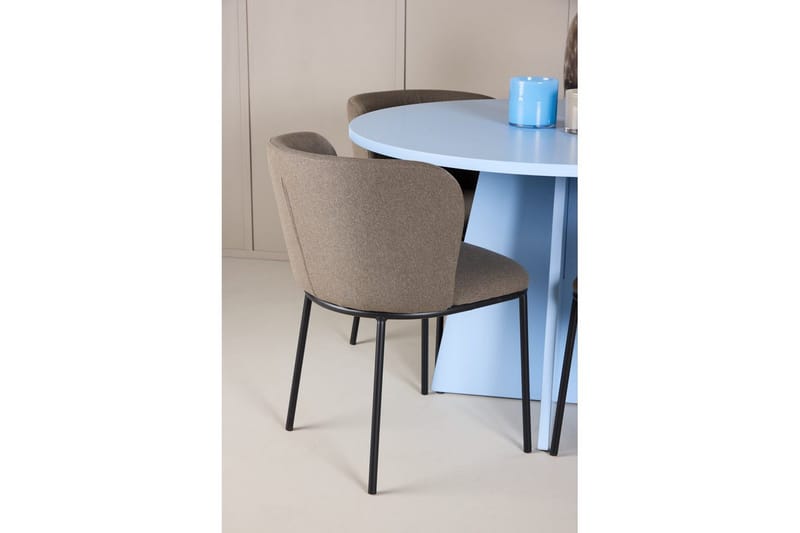 Matgrupp Bootcut Runt 110 cm Babyblå med 4st Edina Stolar Svart / Brun - Svart / Brun - Möbler - Bord & matgrupper - Matgrupper