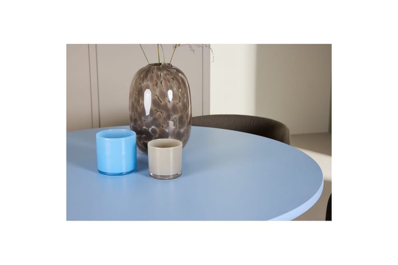 Matgrupp Bootcut Runt 110 cm Babyblå med 4st Edina Stolar Svart / Brun - Svart / Brun - Möbler - Bord & matgrupper - Matgrupper