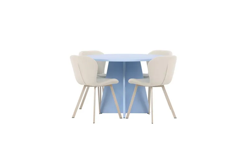 Matgrupp Bootcut Runt 110 cm Babyblå med 4st Lilja Stolar, undefined