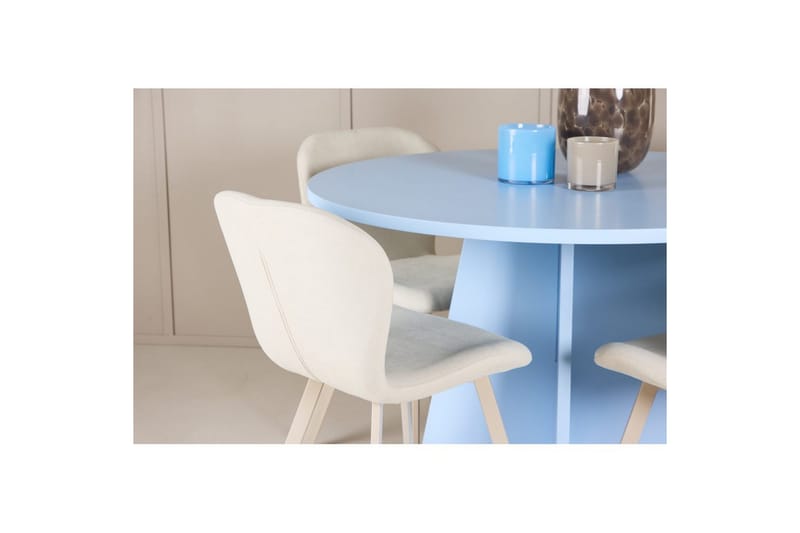 Matgrupp Bootcut Runt 110 cm Babyblå med 4st Lilja Stolar - Möbler - Bord & matgrupper - Matgrupper