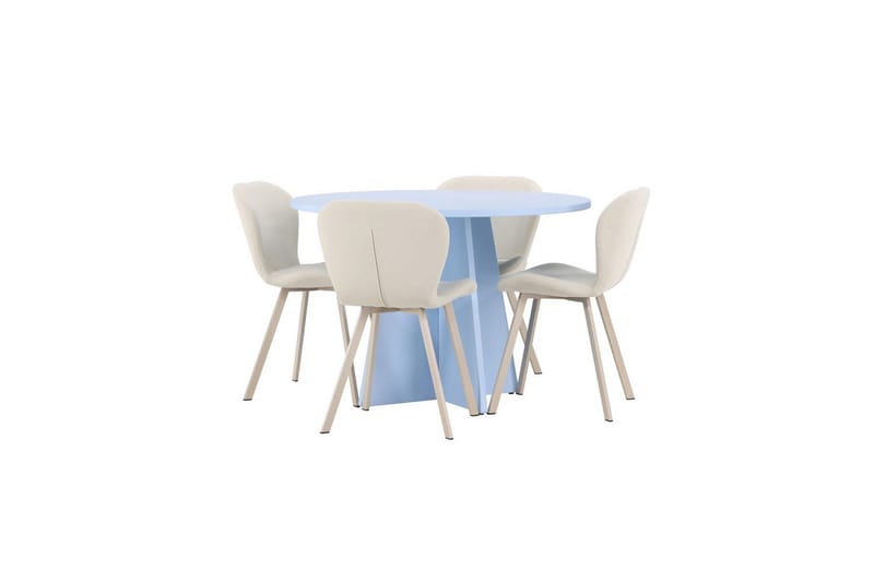 Matgrupp Bootcut Runt 110 cm Babyblå med 4st Lilja Stolar - Möbler - Bord & matgrupper - Matgrupper
