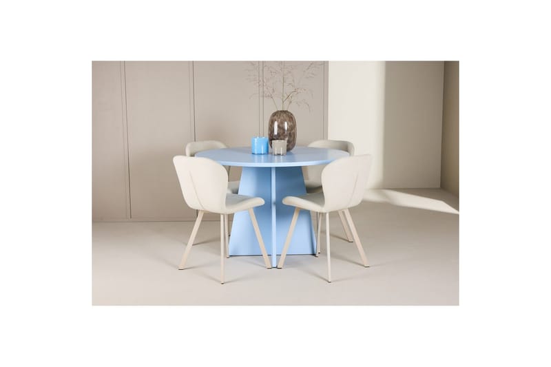 Matgrupp Bootcut Runt 110 cm Babyblå med 4st Lilja Stolar - Möbler - Bord & matgrupper - Matgrupper