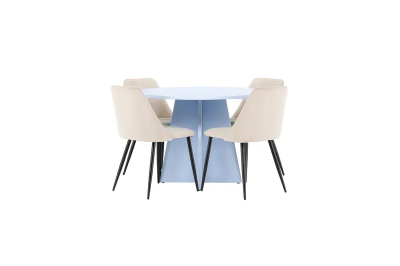 Matgrupp Bootcut Runt 110 cm Babyblå med 4st Night Stolar, undefined