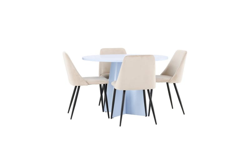 Matgrupp Bootcut Runt 110 cm Babyblå med 4st Night Stolar - Möbler - Bord & matgrupper - Matgrupper