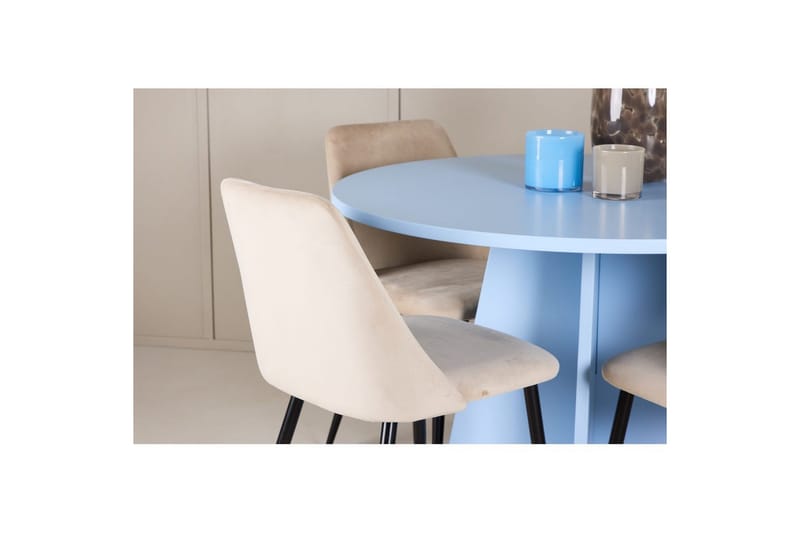 Matgrupp Bootcut Runt 110 cm Babyblå med 4st Night Stolar - Möbler - Bord & matgrupper - Matgrupper