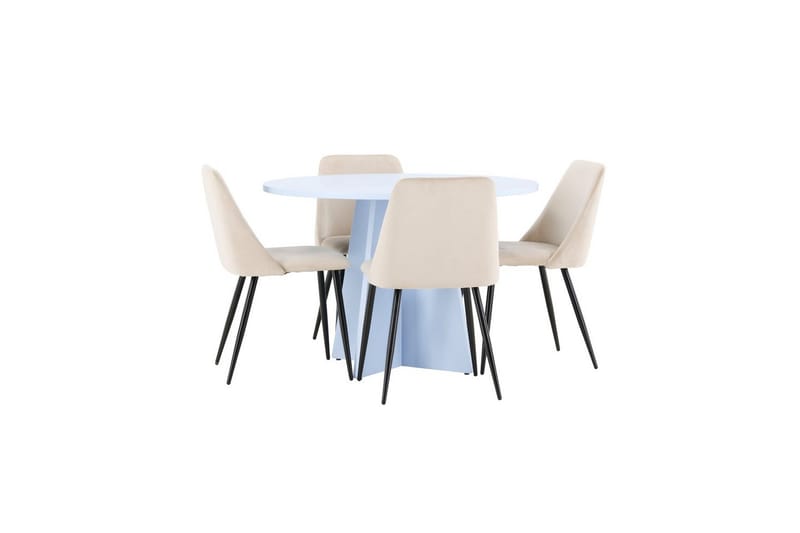 Matgrupp Bootcut Runt 110 cm Babyblå med 4st Night Stolar - Möbler - Bord & matgrupper - Matgrupper