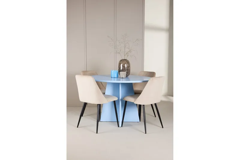 Matgrupp Bootcut Runt 110 cm Babyblå med 4st Night Stolar - Möbler - Bord & matgrupper - Matgrupper