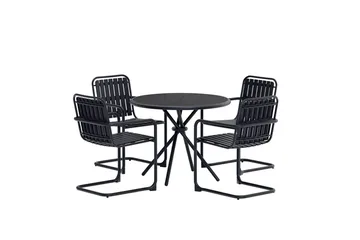 Matgrupp Chios 90 cm med 4 Stolar Utomhus - Svart - Möbler - Bord & matgrupper - Matgrupper