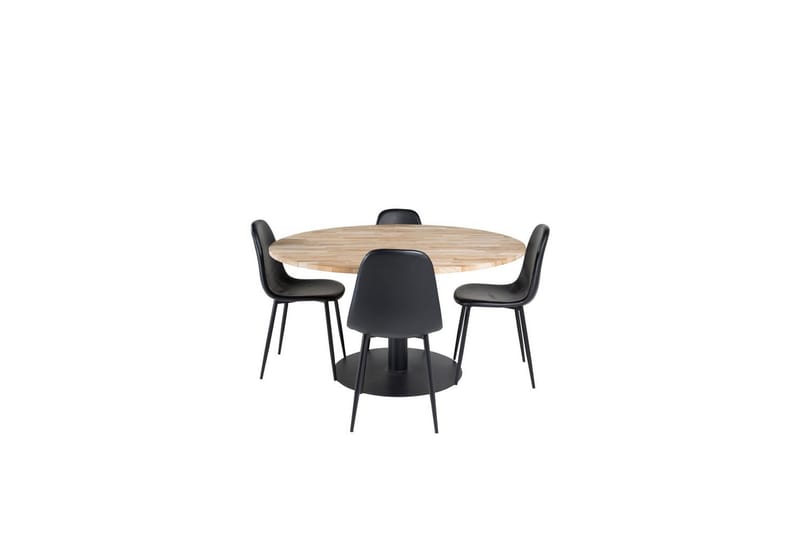 Matgrupp Cirebon Runt 140 cm Teak / Svart med 4st Polar Stolar - Möbler - Bord & matgrupper - Matgrupper