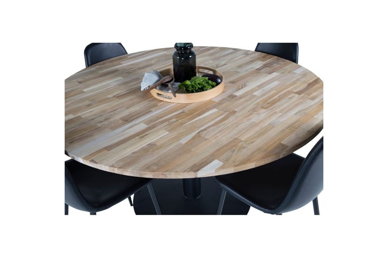 Matgrupp Cirebon Runt 140 cm Teak / Svart med 4st Polar Stolar - Möbler - Bord & matgrupper - Matgrupper