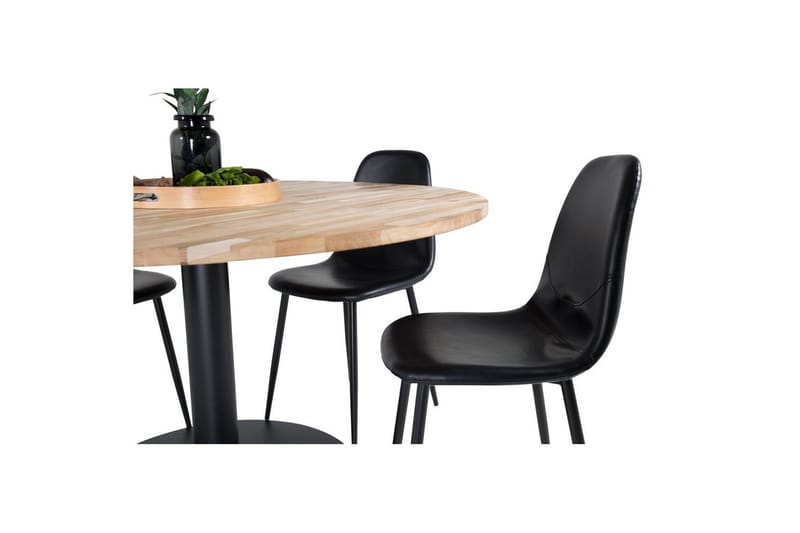 Matgrupp Cirebon Runt 140 cm Teak / Svart med 4st Polar Stolar - Möbler - Bord & matgrupper - Matgrupper