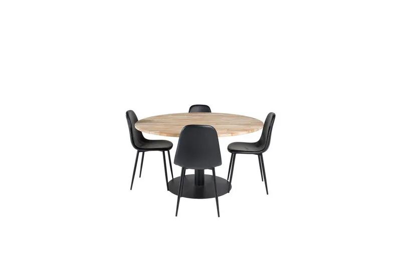 Matgrupp Cirebon Runt 140 cm Teak / Svart med 4st Polar Stolar, undefined