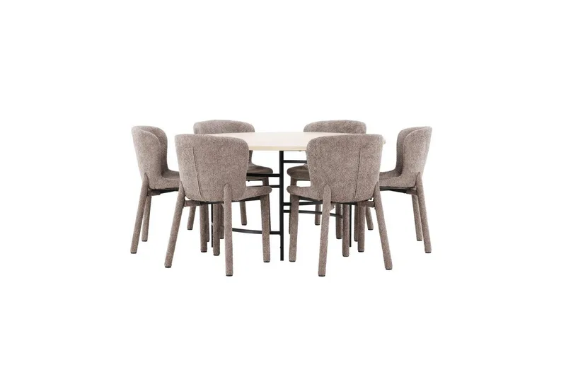 Matgrupp Copenhagen Runt 140 cm med 6st Astoria Stolar Vit / Svart, Brun, Vit / Svart, Brun