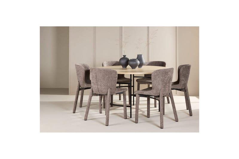 Matgrupp Copenhagen Runt 140 cm med 6st Astoria Stolar Vit / Svart, Brun - Vit / Svart, Brun - Möbler - Bord & matgrupper - Matgrupper