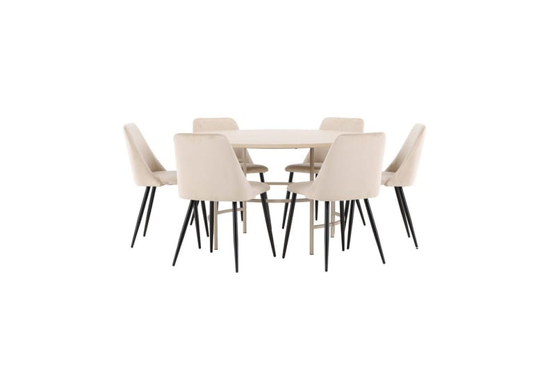 Matgrupp Copenhagen Runt 140 cm med 6st Night Stolar Vit / Beige - Vit / Beige - Möbler - Bord & matgrupper - Matgrupper