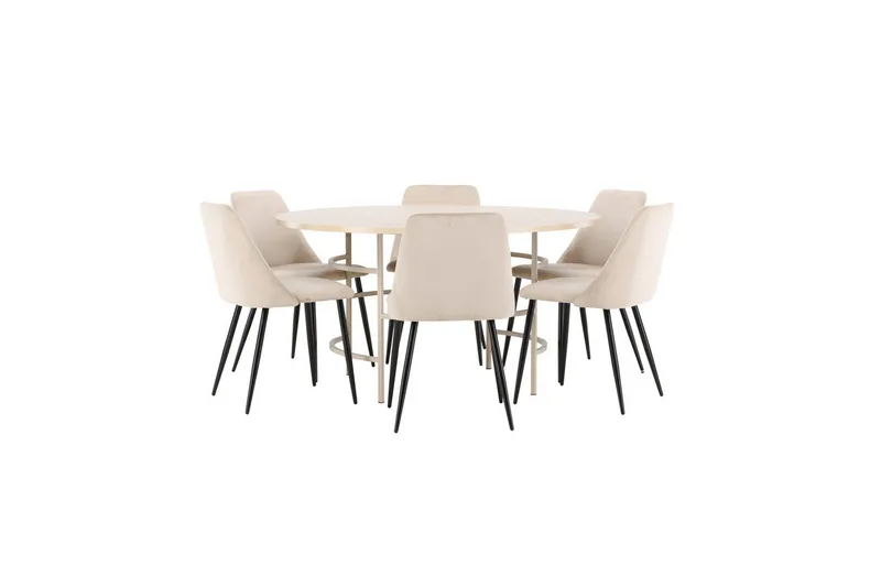 Matgrupp Copenhagen Runt 140 cm med 6st Night Stolar Vit / Beige - Vit / Beige - Möbler - Bord & matgrupper - Matgrupper