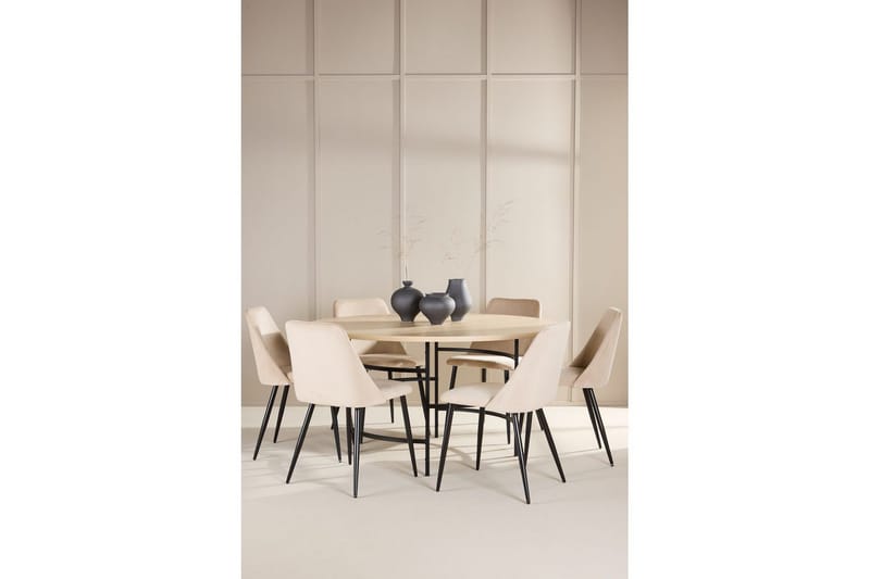 Matgrupp Copenhagen Runt 140 cm med 6st Night Stolar Vit / Svart - Vit / Svart - Möbler - Bord & matgrupper - Matgrupper