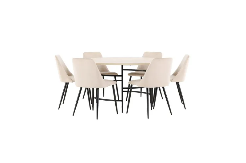 Matgrupp Copenhagen Runt 140 cm med 6st Night Stolar Vit / Svart, Vit / Svart