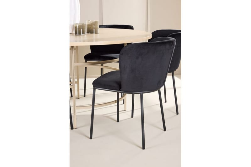 Matgrupp Copenhagen Runt 140 cm Vit/Beige med 6st Edina Stolar - Möbler - Bord & matgrupper - Matgrupper