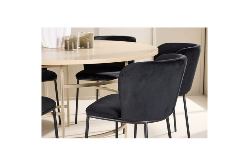 Matgrupp Copenhagen Runt 140 cm Vit/Beige med 6st Edina Stolar - Möbler - Bord & matgrupper - Matgrupper