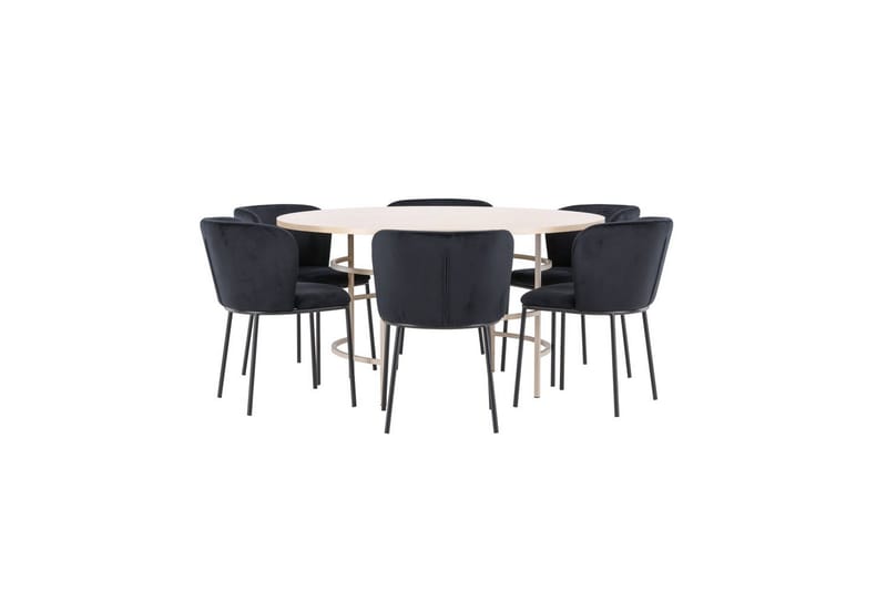 Matgrupp Copenhagen Runt 140 cm Vit/Beige med 6st Edina Stolar - Möbler - Bord & matgrupper - Matgrupper
