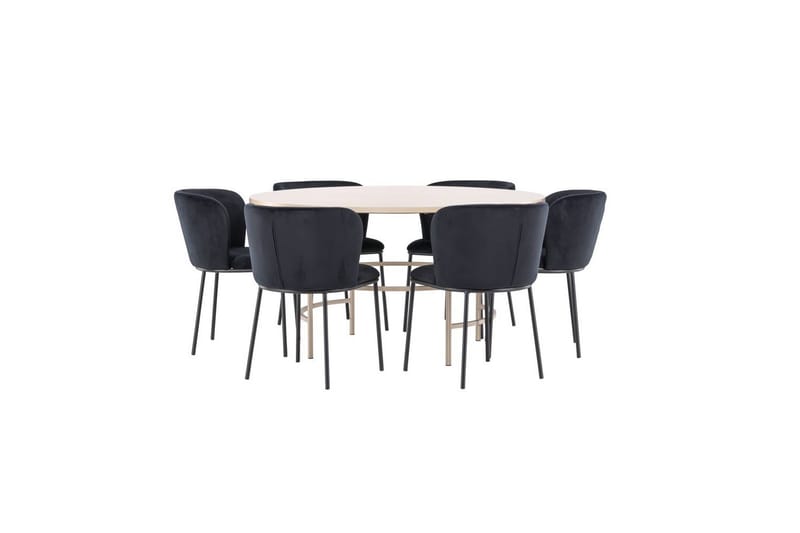 Matgrupp Copenhagen Runt 140 cm Vit/Beige med 6st Edina Stolar - Möbler - Bord & matgrupper - Matgrupper