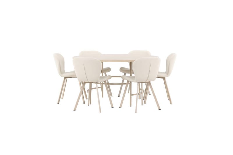 Matgrupp Copenhagen Runt 140 cm Vit/Beige med 6st Lilja Stolar - Möbler - Bord & matgrupper - Matgrupper