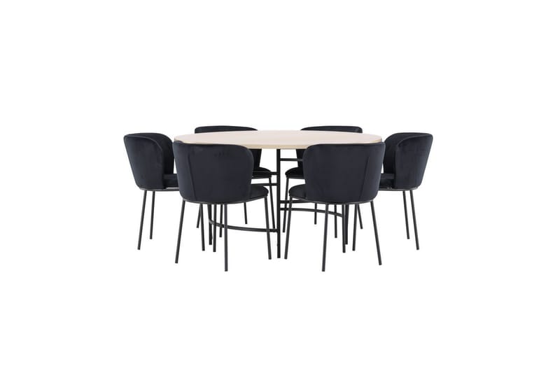 Matgrupp Copenhagen Runt 140 cm Vit/Svart med 6st Edina Stolar Svart - Svart - Möbler - Bord & matgrupper - Matgrupper