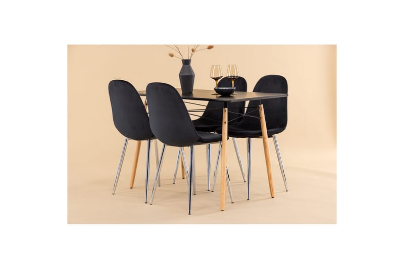 Matgrupp Danburi, Polar - Svart, Chrome - Möbler - Bord & matgrupper - Matgrupper