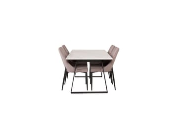 Matgrupp Estelle Rektangulärt 140x90 cm Vit Marmor / Svart med 4st Leone 2.0 Stolar - Möbler - Bord & matgrupper - Matgrupper