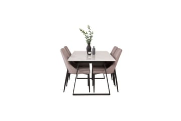 Matgrupp Estelle Rektangulärt 140x90 cm Vit Marmor / Svart med 4st Leone 2.0 Stolar - Möbler - Bord & matgrupper - Matgrupper