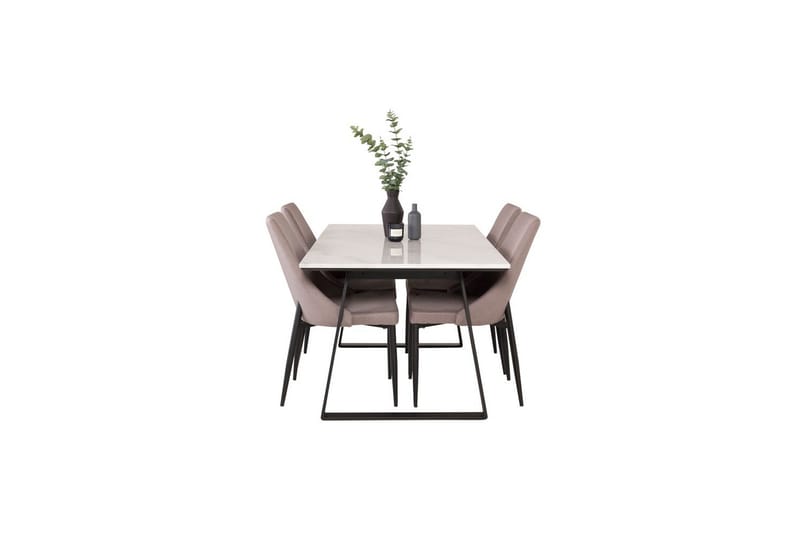 Matgrupp Estelle Rektangulärt 140x90 cm Vit Marmor / Svart med 4st Leone 2.0 Stolar - Möbler - Bord & matgrupper - Matgrupper