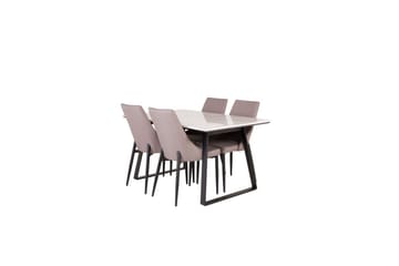 Matgrupp Estelle Rektangulärt 140x90 cm Vit Marmor / Svart med 4st Leone 2.0 Stolar - Möbler - Bord & matgrupper - Matgrupper