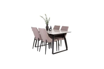 Matgrupp Estelle Rektangulärt 140x90 cm Vit Marmor / Svart med 4st Leone 2.0 Stolar - Möbler - Bord & matgrupper - Matgrupper