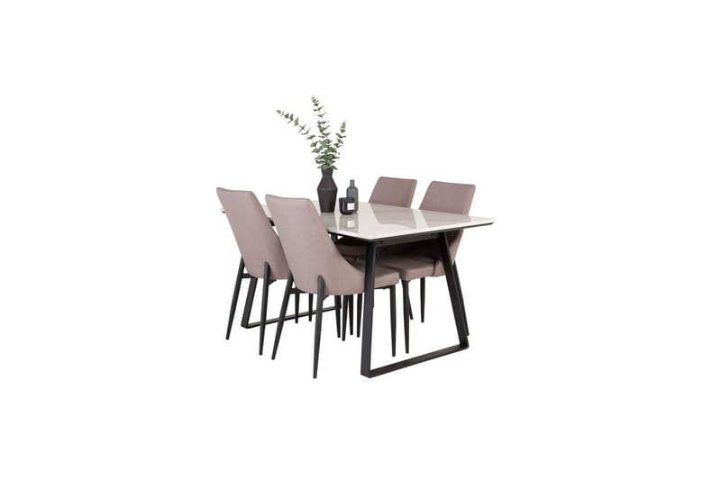 Matgrupp Estelle Rektangulärt 140x90 cm Vit Marmor / Svart med 4st Leone 2.0 Stolar - Möbler - Bord & matgrupper - Matgrupper