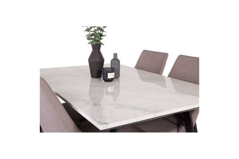 Matgrupp Estelle Rektangulärt 140x90 cm Vit Marmor / Svart med 4st Leone 2.0 Stolar - Möbler - Bord & matgrupper - Matgrupper
