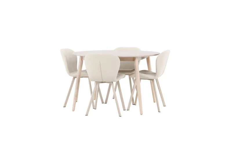 Matgrupp Flora Runt 120 cm Vit med 4st Lilja Stolar - Möbler - Bord & matgrupper - Matgrupper
