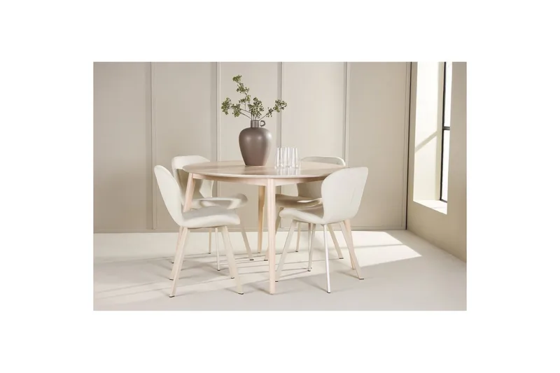 Matgrupp Flora Runt 120 cm Vit med 4st Lilja Stolar - Möbler - Bord & matgrupper - Matgrupper