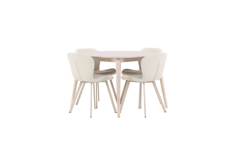 Matgrupp Flora Runt 120 cm Vit med 4st Lilja Stolar, undefined
