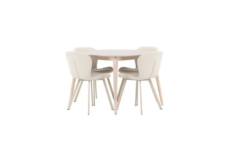 Matgrupp Flora Runt 120 cm Vit med 4st Lilja Stolar, undefined