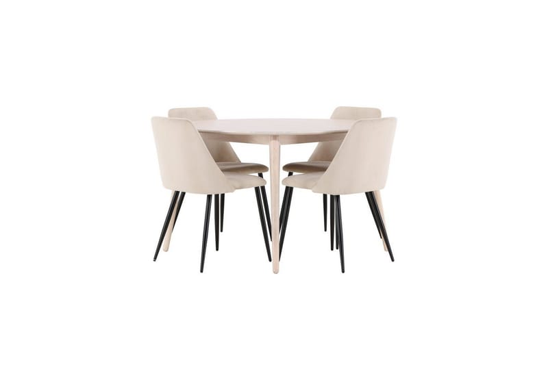 Matgrupp Flora Runt 120 cm Vit med 4st Night Stolar, undefined