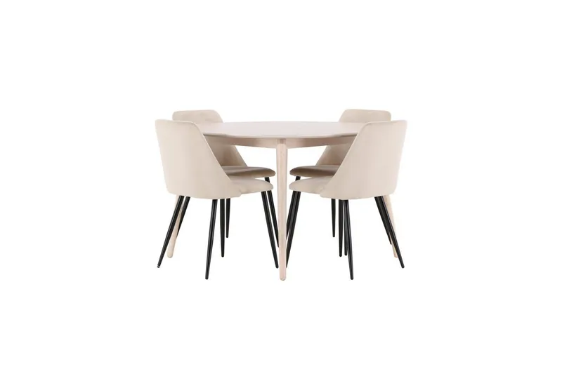 Matgrupp Flora Runt 120 cm Vit med 4st Night Stolar, undefined